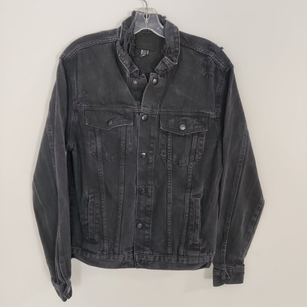 Forever 21 Men's Black Denim Jacket Size Medium Gorpcore 100% Cotton